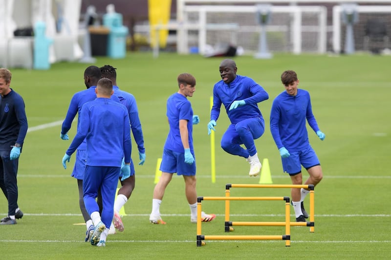 COBHAM, ENGLAND - JUNE 09: NGolo Kante of Chelsea during a training session at Chelsea Training Ground on June 9, 2020 in Cobham, England. (Photo by Darren Walsh/Chelsea FC via Getty Images)