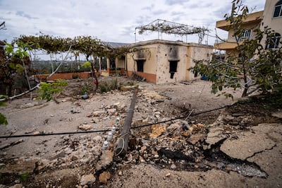 Debris of a damaged house that was hit by Israeli shelling in a village in south Lebanon. AP 