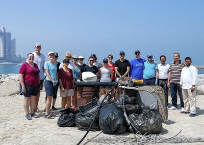 Abu Dhabi, March 23, 2018.  Beach clean up at Lulu Island by volunteers.
Victor Besa / The National
National
Reporter:  Nick Webster