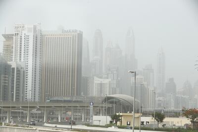 Dust envelops Dubai on the first day of Eid Al Adha. Pawan Singh / The National