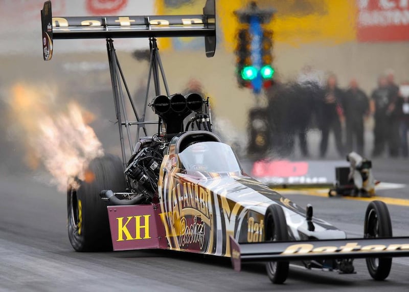 Emirati driver Khalid Al Balooshi of Qatar's Al Anabi team and his teammate, Shawn Langdon, both were eliminated in the first round at the NHRA Carolina Nationals, a rare bad outing for the team. Courtesy Gary Nastase

 