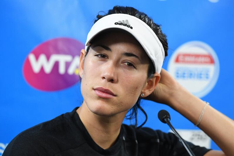 epa06413219 Garbine Muguruza of Spain looks on during a press conference after retiring from her second round match against Aleksandra Krunic of Serbia at the Brisbane International Tennis tournament in Brisbane, Queensland, Australia, 02 January 2018. Muguruza pulled out of the tournament with severe cramps.  EPA/DAVE HUNT EDITORIAL USE ONLY AUSTRALIA AND NEW ZEALAND OUT