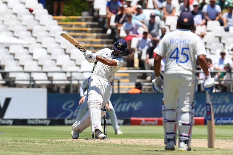 India's Yashasvi Jaiswal plays the shot that led to his dismissal, caught by Tristan Stubbs off the bowling of Nandre Burger for 28. AFP
