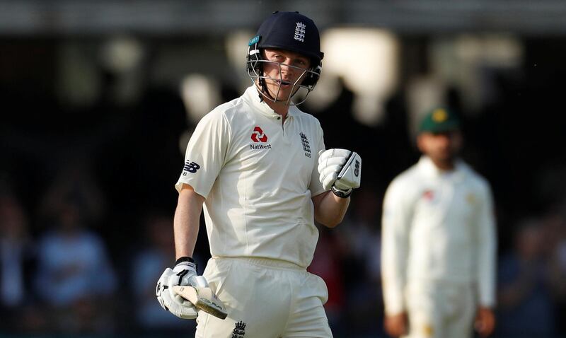 Cricket - England vs Pakistan - First Test - Lord's Cricket Ground, London, Britain - May 26, 2018      England's Dom Bess celebrates after reaching a half century   Action Images via Reuters/John Sibley