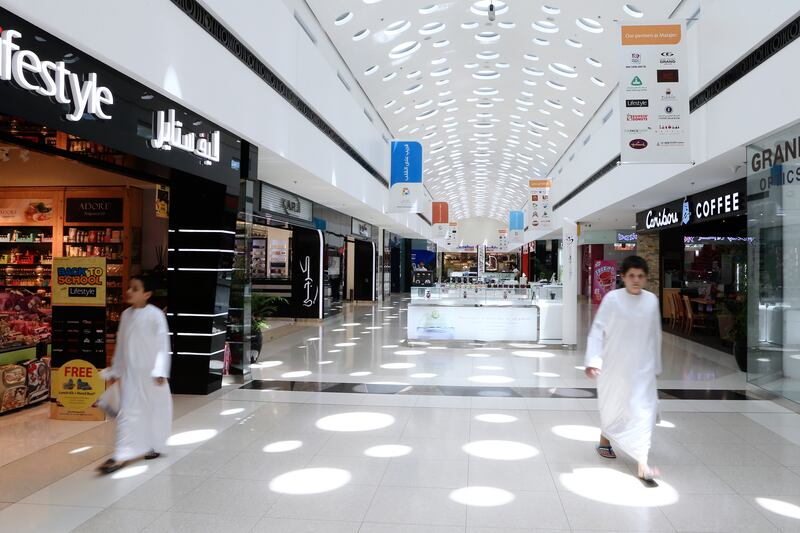 Sharjah, August 22, 2013 - Interior photograph of shoppers strolling in Matajer Mall in University City in Sharjah, August 22, 2013. (Photo by: Sarah Dea/The National, Story by: Gillian Duncan) *** Local Caption ***  SDEA220813-matajer14.JPG