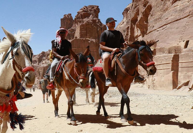 Herds of hard-working donkeys once carried hordes of tourists on the rocky paths through Petra, in Jordan, but tourist numbers plummeted because of the coronavirus pandemic and many animals face an uncertain future. AFP