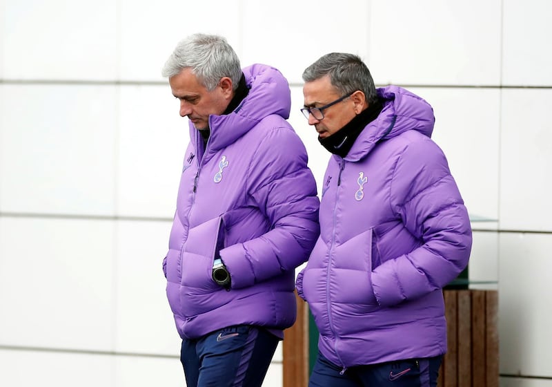 Tottenham Hotspur manager Jose Mourinho and tactical analyst Ricardo Formosinho. Reuters