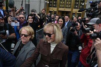 E Jean Carroll departs the Manhattan Federal Court in New York City on May 9. AFP