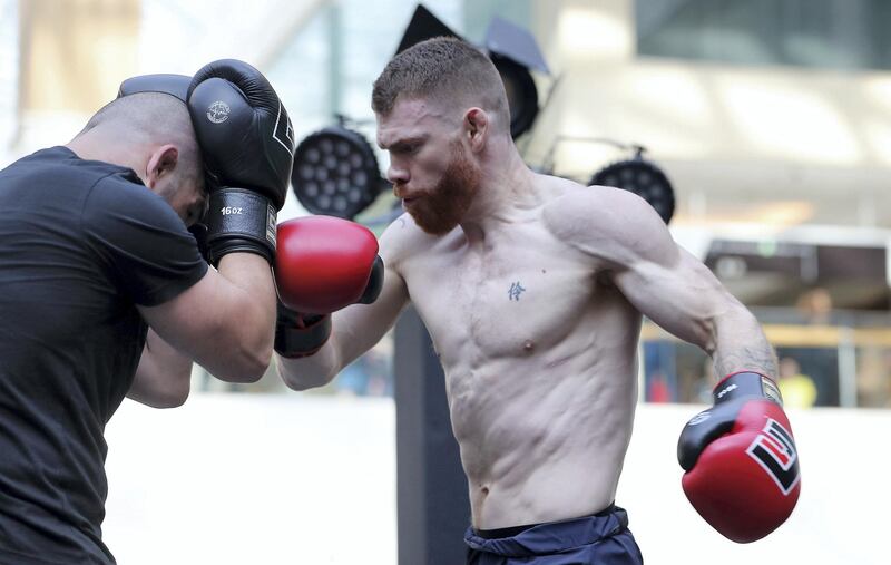 ABU DHABI ,  UNITED ARAB EMIRATES , SEPTEMBER 4 – 2019 :- Paul Felder during the UFC Open Workout session held at The Yas Mall in Abu Dhabi. ( Pawan Singh / The National ) For Sports/Online/Instagram. Story by John