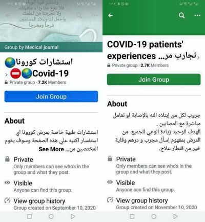 Facebook and Whatsapp group regarding COVID.