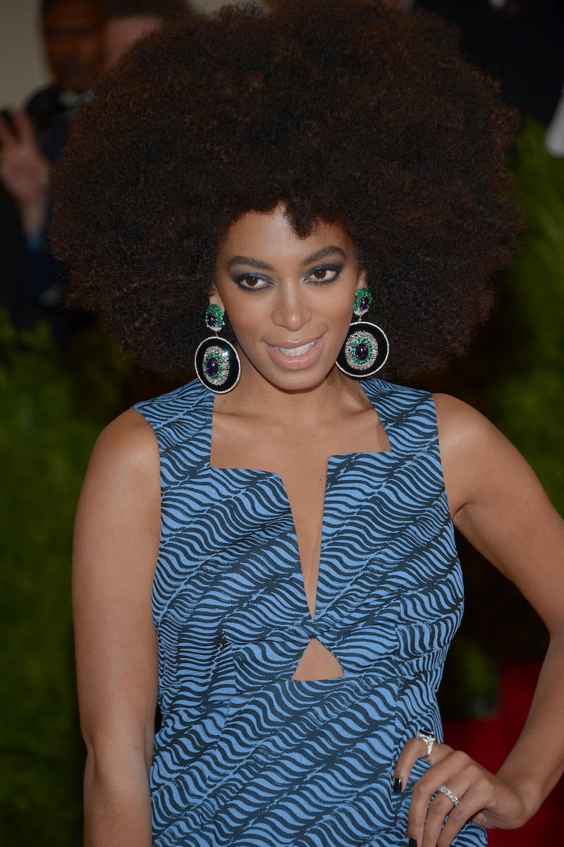 epa03690060 US singer Solange Knowles, of the US, attends the 'Punk: Chaos to Couture' Costume Institute Gala at the Metropolitan Museum of Art in New York, New York, USA, 06 May 2013.  EPA/JUSTIN LANE
