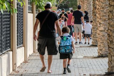 Abu Dhabi, United Arab Emirates, August 30, 2020. Children return to school on Sunday after months off due to the Covid-19 pandemic at the Brighton College, Abu Dhabi. Victor Besa /The National Section: NA Reporter: Haneen Dajani