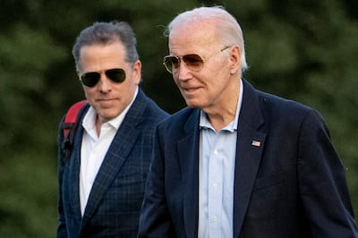 US President Joe Biden, and his son Hunter Biden at Fort McNair, on June 25, in Washington. AP Photo 