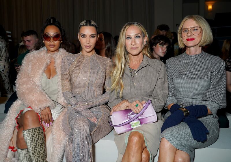 From left, LaLa Anthony, Kim Kardashian, Sarah Jessica Parker and Naomi Watts at a Fendi event at Hammerstein Ballroom, New York, on September 9. Getty Images 