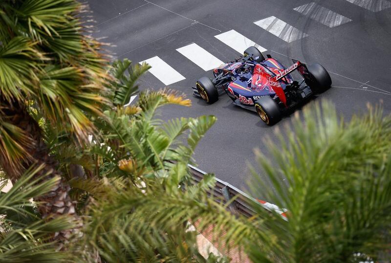 Jean-Eric Vergne of Toro Rosso drives during the Monaco Grand Prix on Sunday. He retired with 50 laps completed. Clive Mason / Getty Images