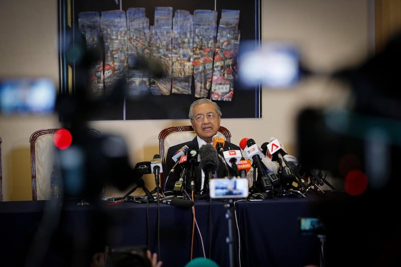 Malaysian Prime Minister Mahathir Mohamad speaks during a press conference in Putrajaya, Malaysia, on May 16, 2018. Vincent Thian / Ap Photo