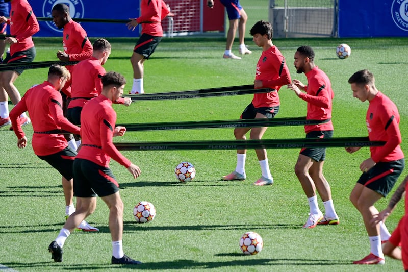 Atletico Madrid players at the club's training ground in Majadahonda. AFP