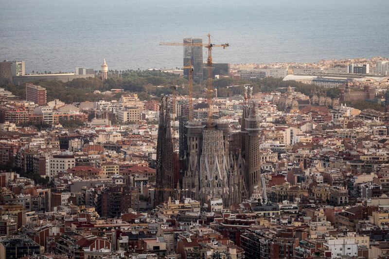 BARCELONA, SPAIN - OCTOBER 09:  The Sagrada Familia is seen from a hillside  ahead of tomorrow's Parliamentary address on October 9, 2017 in Barcelona, Spain. Tension between the central government and the Catalan region have increased after the October 1, independence referendum. Catalonia's president Carles Puigdemont will address the Catalan Parliament on October 10 in which a declaration of independence is expected to be made.  (Photo by Chris McGrath/Getty Images)