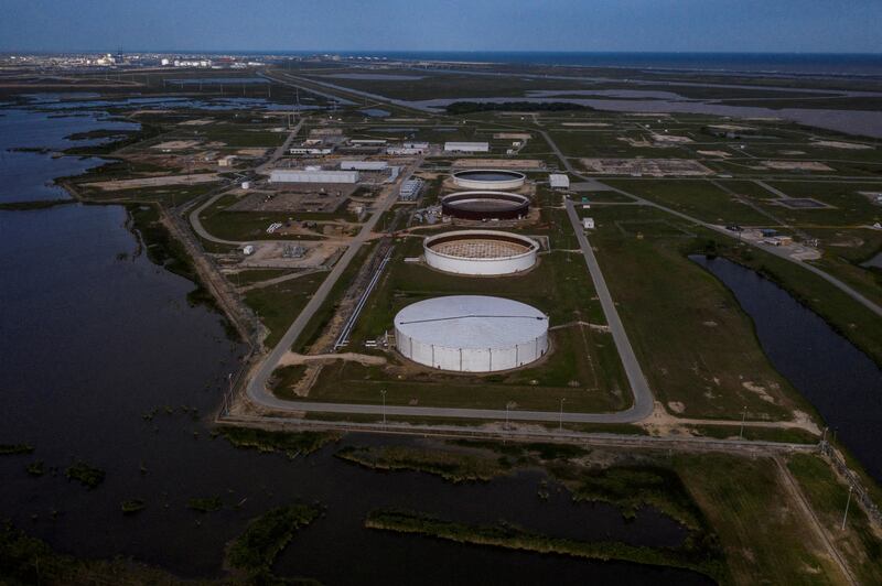 Oil storage tanks in Freeport, Texas. US Energy Secretary Jennifer Granholm says Washington could start to refill the Strategic Petroleum Reserve by June. Reuters