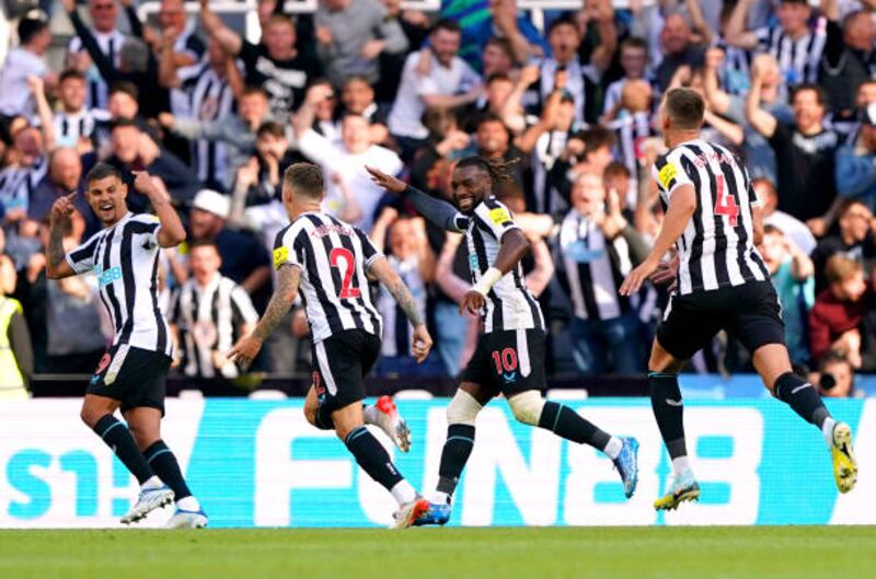 Newcastle's Kieran Trippier celebrates scoring their third goal. PA