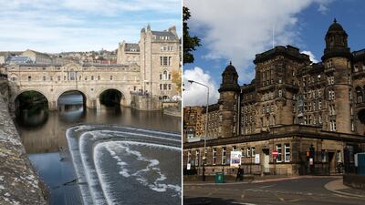 Left: Pulteney Bridge in Bath, England. Right: The Royal Infirmary in Glasgow, Scotland. Both buildings were designed by Seton Castle architect Robert Adam. Getty Images