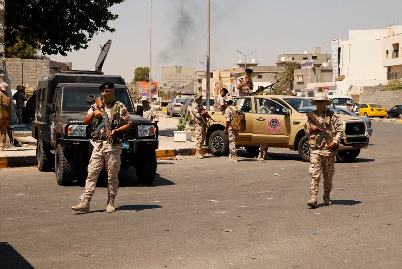 Libyan army forces in Tripoli. The country's current political crisis originated from the failure to hold elections in December 2021. AP