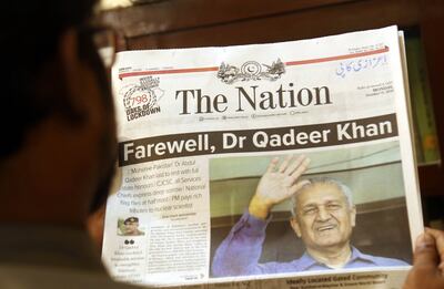Pakistan media reports the death of Dr Abdul Qadeer Khan. EPA