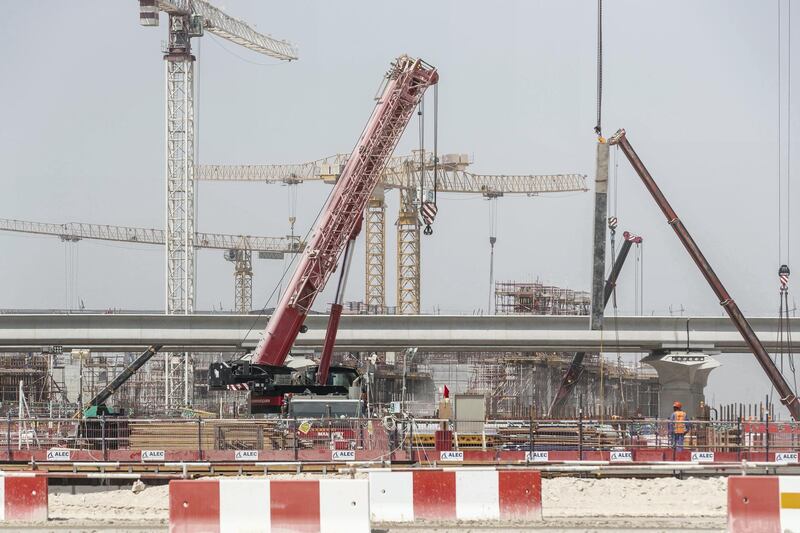 DUBAI, UNITED ARAB EMIRATES. 11 OCTOBER 2018. Site visit to the Expo 2020 construction site. Heavy construction underway in preperation to the build up to 2010. Structure that will be the Metro station next to the main part of the site. (Photo: Antonie Robertson/The National) Journalist: Ramola Talwar. Section: National.
