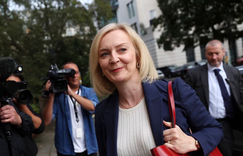 Former British Prime Minister Liz Truss arrives at the Institute for Government to deliver a speech defending her time in power. EPA