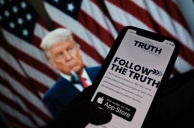 Former US president Donald Trump, who is due to launch a social media platform called Truth Social, continues to deny he lost the 2020 election. AFP