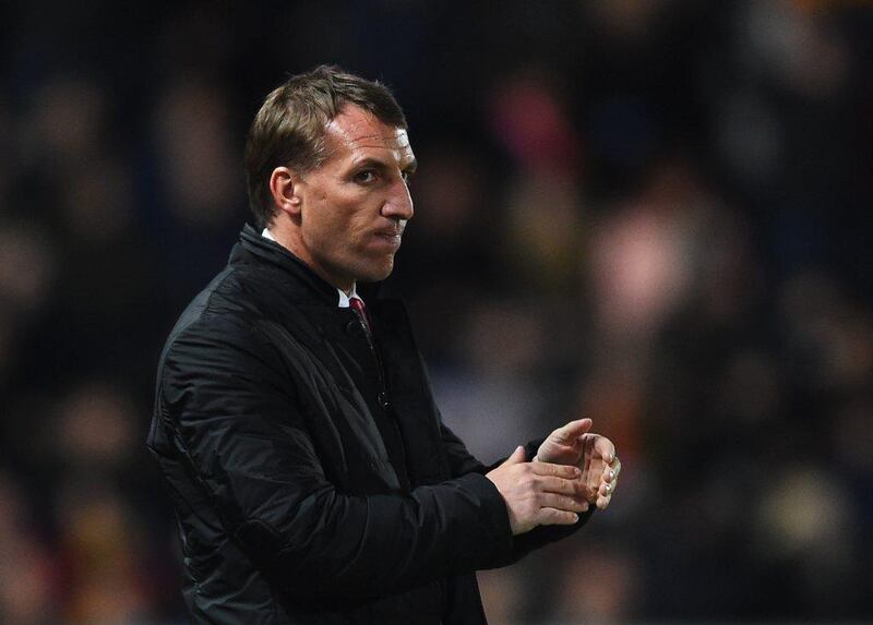 Liverpool manager Brendan Rodgers observes his side during their Premier League loss to Hull City on Tuesday. Laurence Griffiths / Getty Images / April 28, 2015