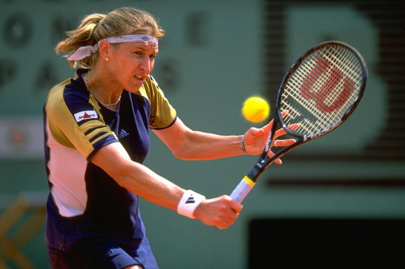 26 May 1999:  Steffi Graf of Germany in action during the French Open at Roland Garros in Paris. \ Mandatory Credit: Clive Brunskill /Allsport/Getty Images