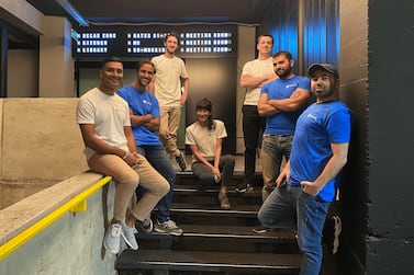 Start-up Intrro is building the next-generation hiring platform for fast-growing organisations. Chief executive Nasser Oudjidane (second from left) is bringing the business to the US. Courtesy Intrro
