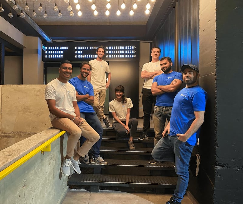 Start-up Intrro is building the next-generation hiring platform for fast-growing organisations. Chief executive Nasser Oudjidane (second from left) is bringing the business to the US. Courtesy Intrro