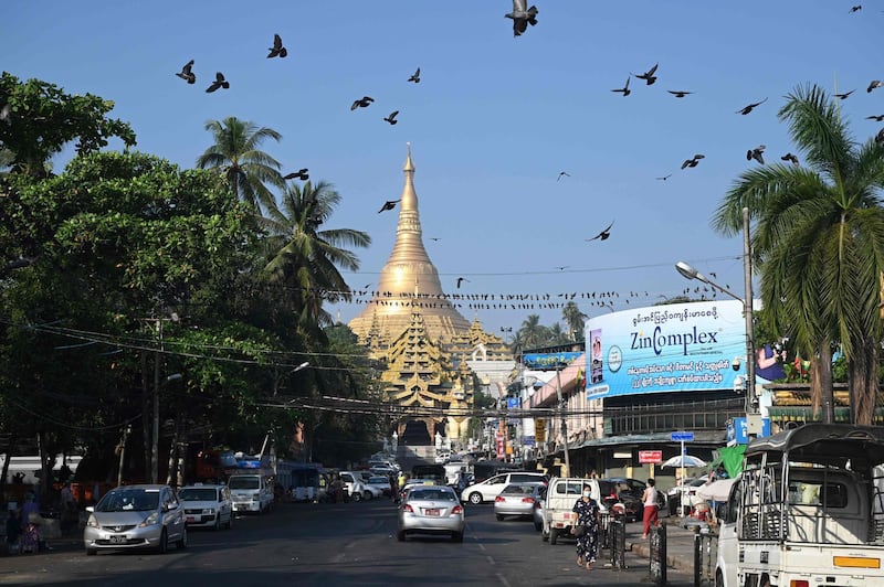 A view of Shwedagon Pagoda, a Buddhist religious landmark in Yangon, as Myanmar's military detained the country's de facto leader Aung San Suu Kyi and the country's president in a coup.  AFP