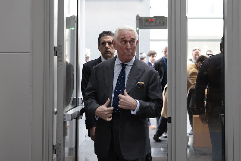 Roger Stone, a former adviser and confidante to former president Donald Trump, arrives in Washington. AFP