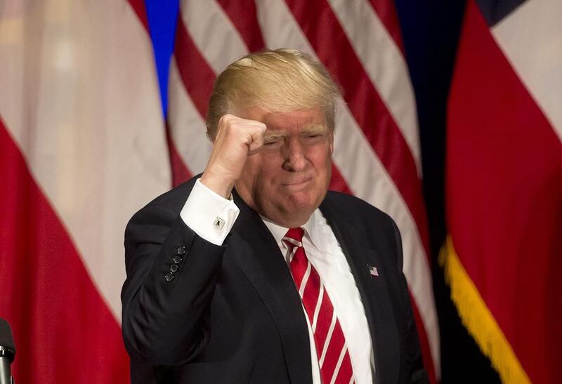 The next Republican president Donald Trump pumps his fist after speaking at a rally in Georgia, United States. Trump’s campaign laid bare the reality behind the diplomatic language of American politicians John Bazemore / AP Photo