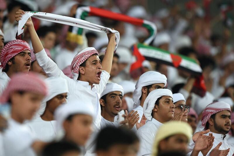 UAE fans before the match at Mohammed bin Zayed Stadium. Tom Dulat / Getty Images