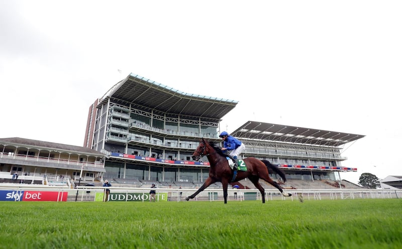 Ghaiyyath ridden by jockey William Buick on the way to winning the Juddmonte International Stakes (British Champions Series) during day one of the Yorkshire Ebor Festival at York Racecourse. PA Photo