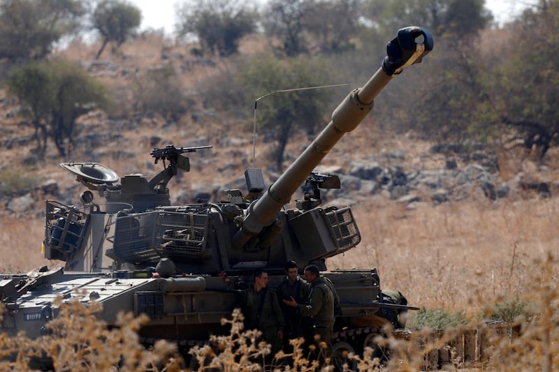 Israeli artillery units in Hula Valley, near the Israeli-Lebanon border. EPA