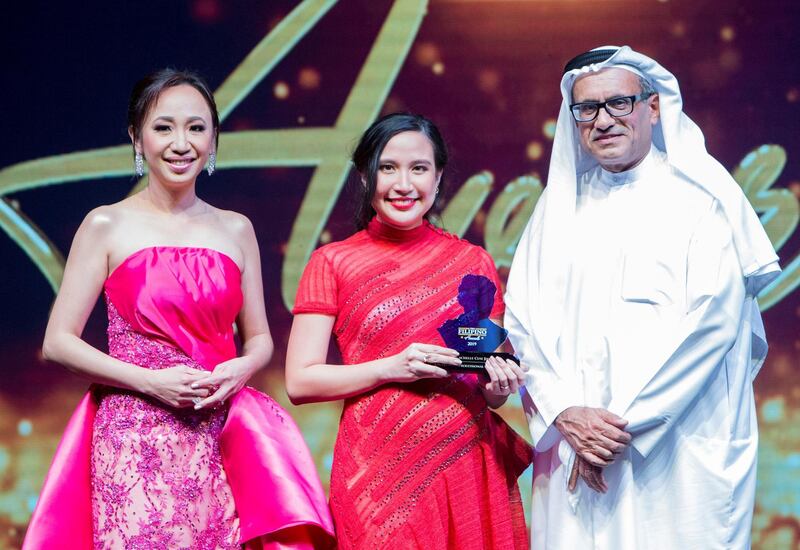 Dubai, United Arab Emirates- Tricia Jimenea winner Advertising Professional of the Year Individual Category at the Filipino Times award at Sofitel at The Palm.  Ruel Pableo for The National