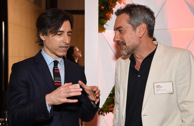 Filmmaker Noah Baumbach speaks with director Todd Phillips. AFP