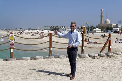 DUBAI, UNITED ARAB EMIRATES , Feb 08 – Harry Tregoning - Estate agent at the kite beach in Umm Suqeim area in Dubai. (Pawan Singh / The National) For News/Stock/Online/Instagram. Story by Georgia 