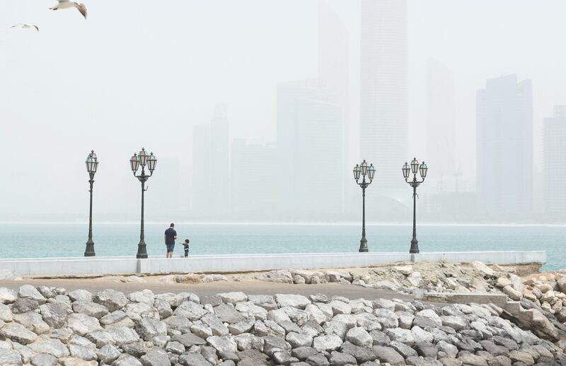 Poor visibility in the city of Abu Dhabi. All Photos by Khushnum Bhandari for The National