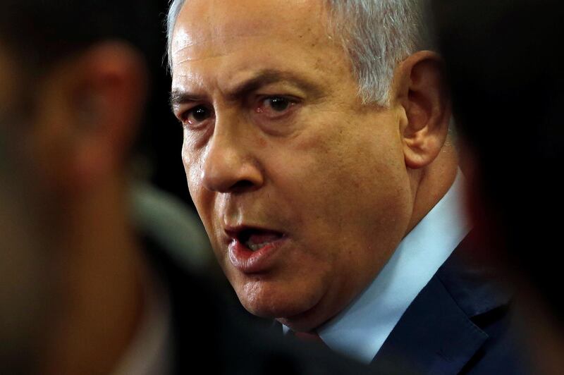 FILE PHOTO: Israeli Prime Minister Benjamin Netanyahu speaks to the media at the Knesset, Israel's parliament, in Jerusalem May 30, 2019. REUTERS/Ronen Zvulun/File Photo