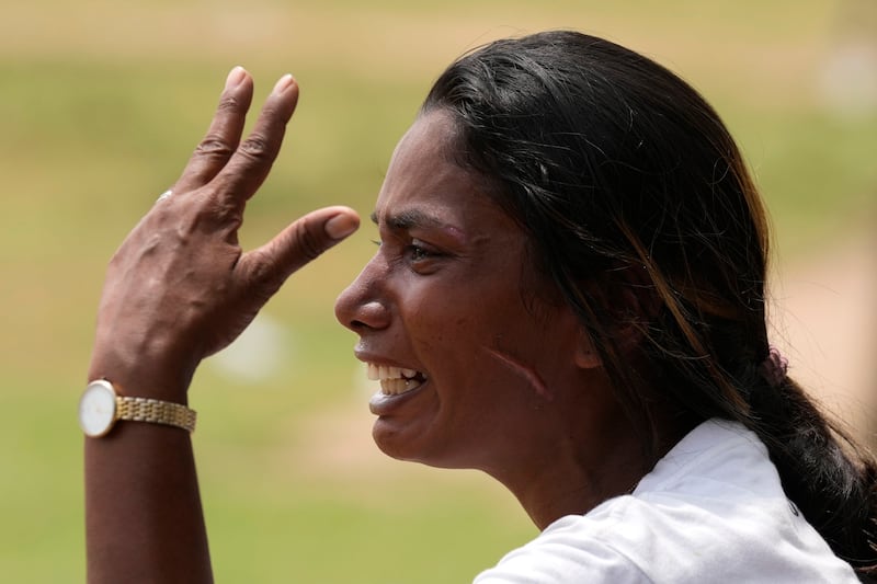 Tears after anti-government protesters were attacked by  supporters of the ruling party in Colombo. AP