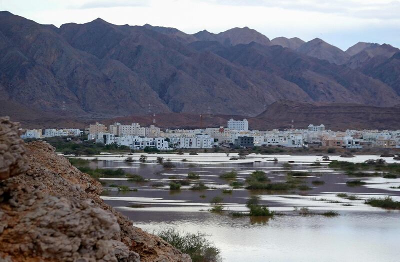 Al Ansab Dam in Muscat during the storm. AFP