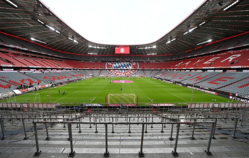 The empty Allianz Arena is seen prior to the match between Bayern Munich and Eintracht Frankfurt. PA