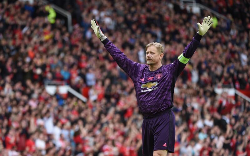 Peter Schmeichel celebrates an United goal. Getty