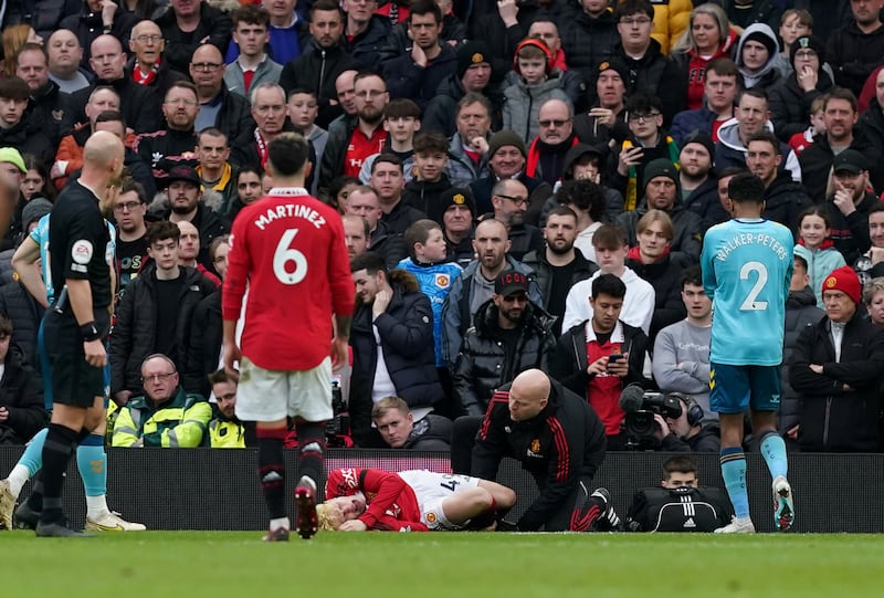 Alejandro Garnacho, NR - On for Sancho after 74. Ran on goal on 80 but was brought down in a fair tackle and seemed to be going off in agony. Yet he continued, unconvincingly, for another 11 minutes. 

PA